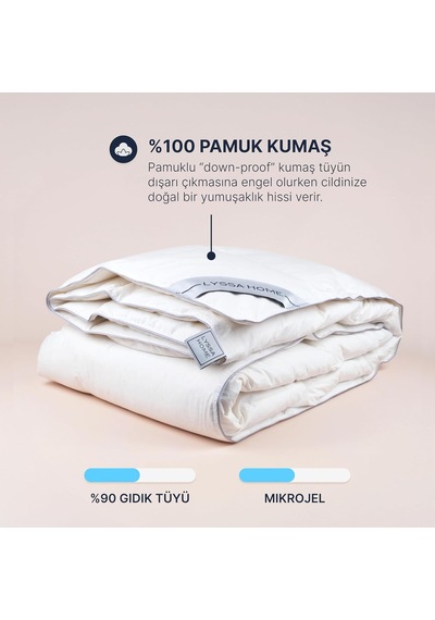 Tr Gold 90 Downmix Yorgan %90 Gıdık Tüyü & Elyaf Karışımı, 195x215 Cm Çift Kişilik - Hafif, Konforlu Ve Dö Genel