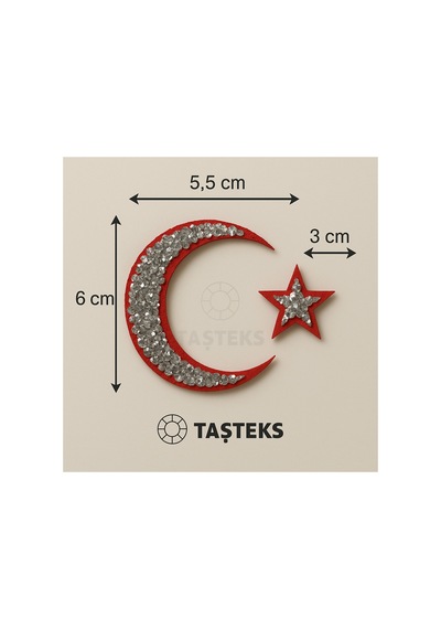 Taşlı Ütülenebilen Veya Sticker Olarak Kullanılabilen Ay Ve Yıldız Türk Bayrağı Modeli