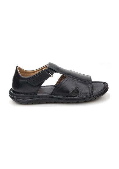 Pisagor Ps-5347 Erkek Hakiki Deri Comfort Sandalet Ayakkabı Siyah