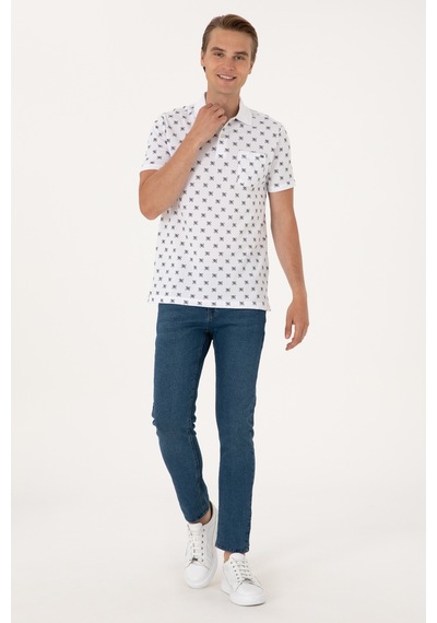 U.S. Polo Assn. Erkek Regular Fit Beyaz Polo Yaka Tişört 50300379-VR013
