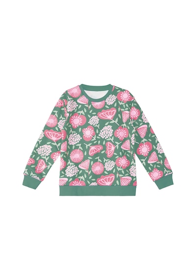 Denokids - Kız Çocuk Kışlık Çiçek Desenli Yeşil Uzun Kollu Eşofman Takımı 4-10 Yaş