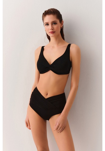 Suwen Önü Burgulu Balenli Toparlayıcı Bikini Üst Sbn26570012 Siyah