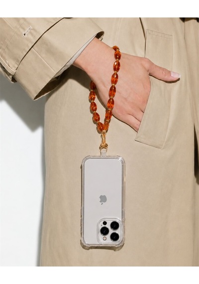 Iconic Kehribar Telefon Askısı, Boncuklu Telefon Charmı Ve Çanta Aksesuarı