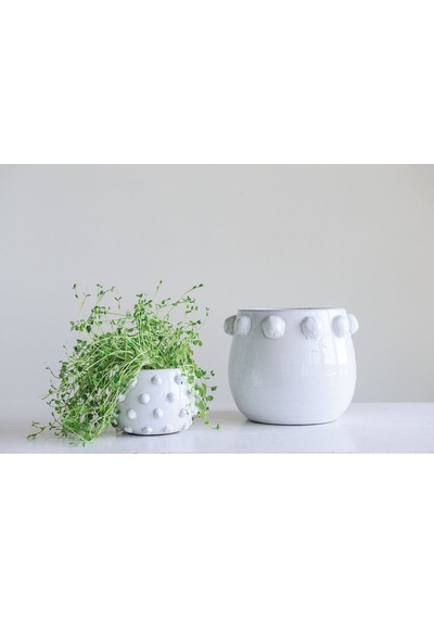 Noktalı Terracotta Saksı & Vazo Çok Renkli
