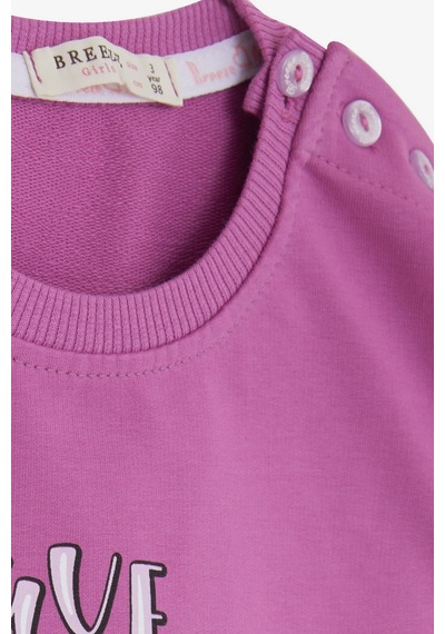 Breeze Kız Çocuk Sweatshirt Unicorn Baskılı 2-6 Yaş, Eflatun