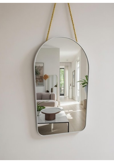 Dekoratif Gold Metal Kenarlı Yuvarlak Ve Oval Kenarlı Ayna Gümüş