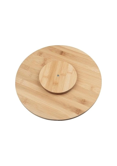 Bambu Dönerli Sunum Tahtası, 360 Derece Dönebilen Yuvarlak Pizza Ve Kahvaltı Sunum Tepsisi 30 Cm 15cm
