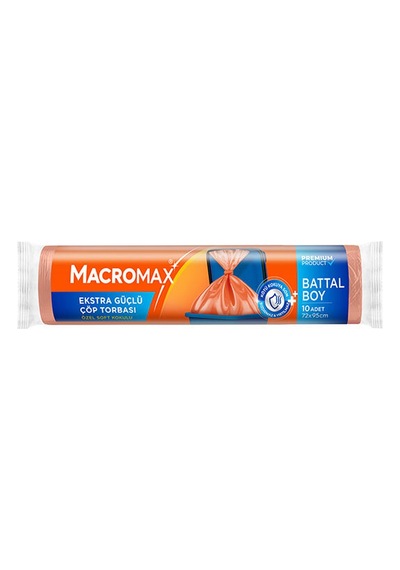 4 Adet Macromax Extra Güçlü Çöp Torbası Battal Boy 10'lu