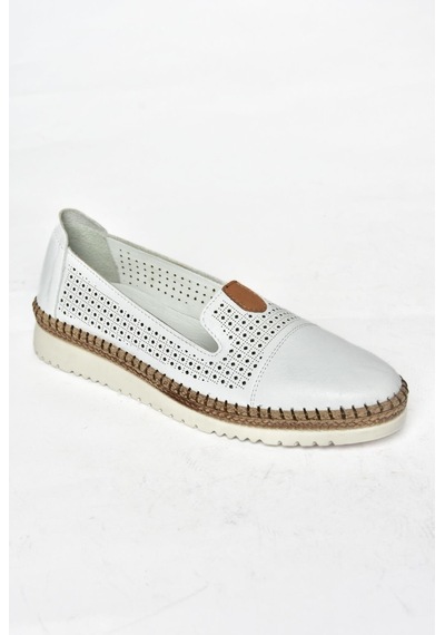 Fox Shoes P555500103 Beyaz Hakiki Deri Kadın Ayakkabı 001
