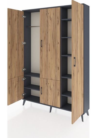 Arges Dolap 7 Raflı 5 Kapaklı Tek Askılı 132x30x195 Antrasit-çam/antrasit Atlas Çam/antrasıt Arges Dolap 7 Raflı 5 Kapaklı Tek Askılı 132x30x195 Antrasit-çam/antrasit Atlas Çam/antrasıt