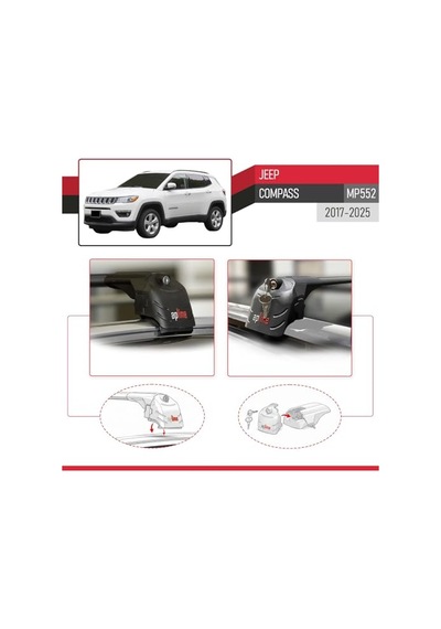 Apline Jeep Compass 2017 Ve Sonrası İle Uyumlu Ace-2 Ara Atkı Tavan Barı Siyah 2 Adet