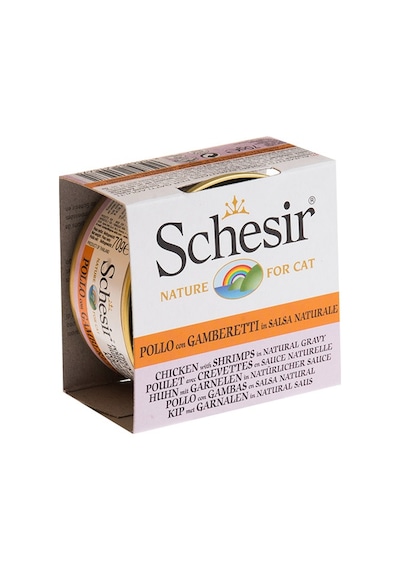Schesir Tavuklu ve Karidesli Soslu Konserve Yetişkin Kedi Maması 70 G