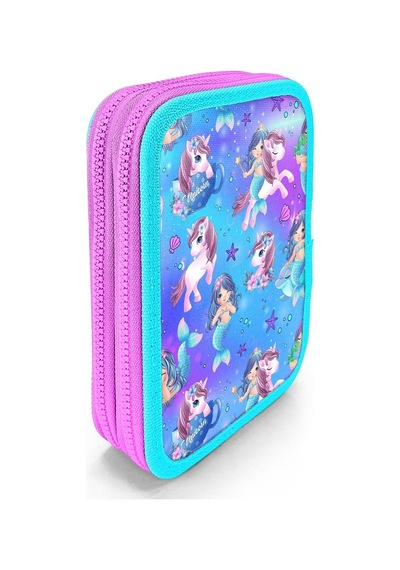 Coral High İki Karlı Organizer Kalemlik - Turkuaz Unicorn, Kız Çocuk, Turkuaz Unicorn Turkuaz