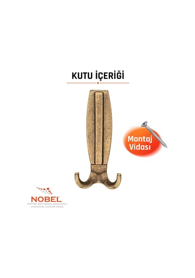 Best Lüks Portmanto Askı, Metal, Vestiyer Askı, 230 Gr, Dolap Askılık, Duvar Askılığı, Antik Sarı Vidalı