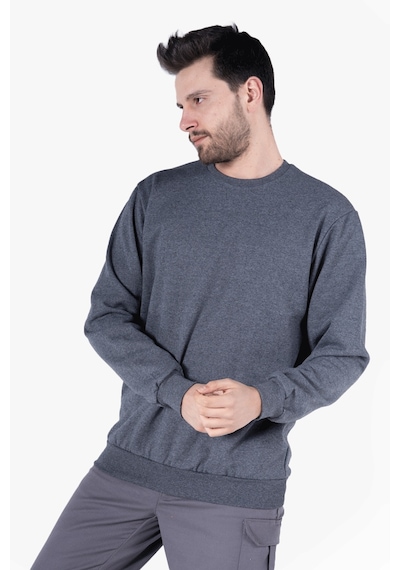 2 İplik Bisiklet Yaka Sweatshirt Füme Melanj