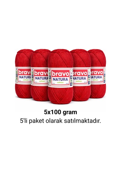 Natura Cotton Kırmızı 401 Pamuk İplik 100gr 200mt Örgü İpi Amigurumi İpi