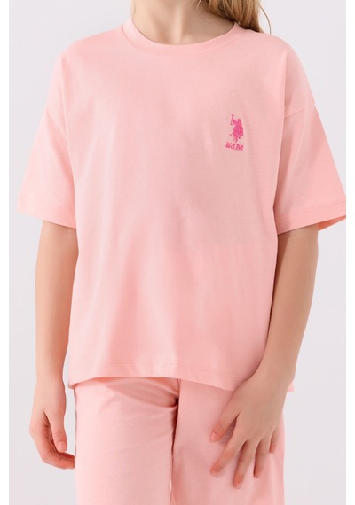 U.S. Polo Assn. U.s. Polo Assn Kız Çocuk Pembe Bermuda Takım Us1848-c-v31 Pembe