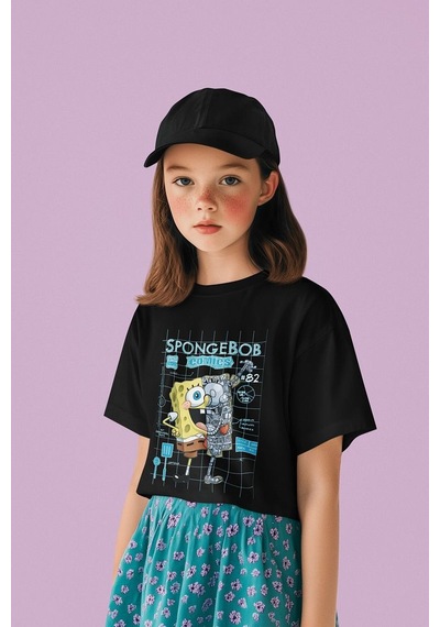 Sevbano Tasarım Süngerbob Comics Baskılı Unisex Çizgi Film Çocuk Tişört SIYAH Sevbano Tasarım Süngerbob Comics Baskılı Unisex Çizgi Film Çocuk Tişört SIYAH