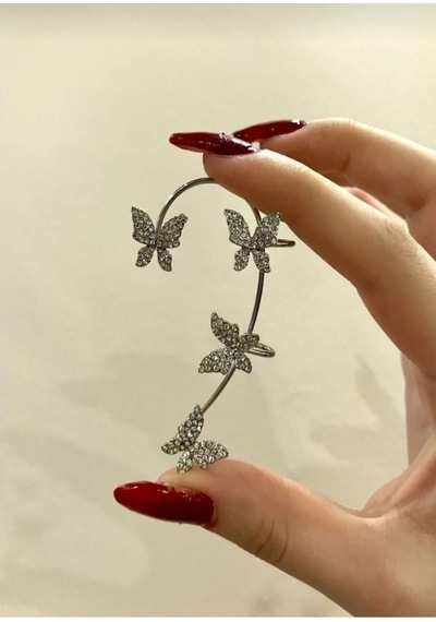 Lunarie Gümüş Kaplama Zirkon Kelebek Asma Dalı Tırmanıcı Küpe