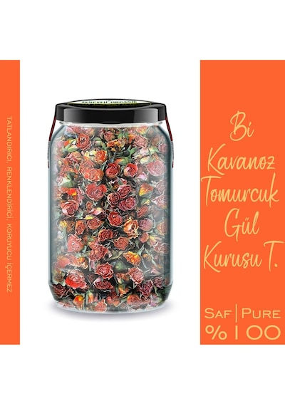 Tomurcuk Turuncu Gül Kurusu Bi Kavanoz 660 Cc. Cam Kavanozda Turuncu Renk Kuru Gül Dried Rose Bud
