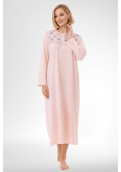 Mecit Pijama Mecit 6320 Pudra Büyük Beden Kadın Sabahlık Pijama Gecelik Set Pudra