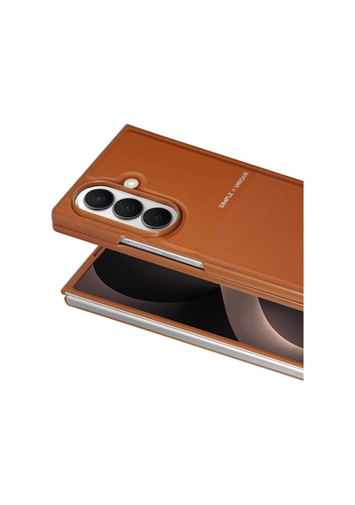 Samsung Galaxy Uyumlu Z Fold 8 Ultra Kılıf High Pu Deri Hdd Hbc-482 Siachen Case Kahverengi