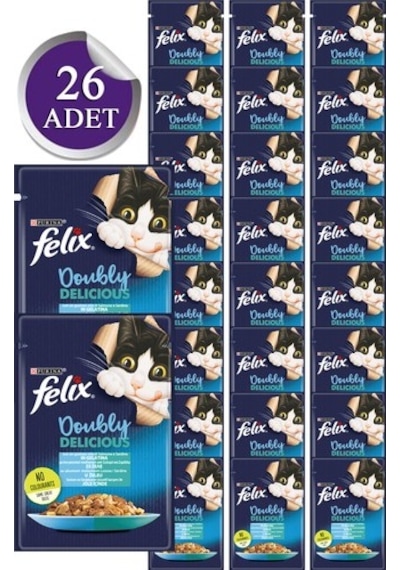 Purina Felix Pouch Sardalya ve Somonlu Yetişkin Kedi Maması 26 x 85 G