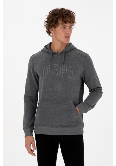 U.S. Polo Assn. Erkek Regular Fit Kapüşonlu Antrasit Melanj Basic Sweatshirt 50315663-VR081
