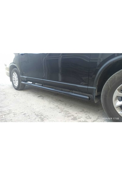 Rexton 2005-2014 Uyumlu Krom Ø70 Yan Basamak Tubular C Modeli Siyah