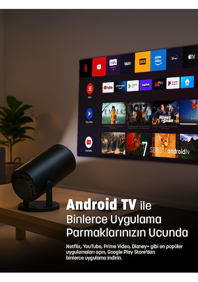 Jeero Hy300pro Multimedia Ultra Hd 1080 Pixel Android 12 Projeksiyon Cihazı Türkçe Menü