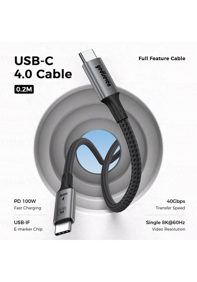 Yediseven Usb 4 To Type C 4.0 Harici Ssd Kablosu 40gbps Kısa 20cm
