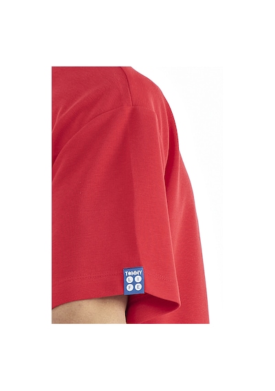 Tommy Life T11er-88193 Erkek Kol Arma Detaylı Basic Oversize T-shirt T11ER-88193-R0766 Kırmızı