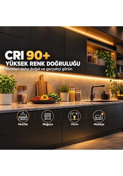 Cob Şerit Led 12v 300 Led/m Crı 90+ Noktasız Aydınlatma Natürel Beyaz 4000k 10 Metre