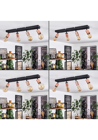 Riolıght Modern1 Siyah1 4xe27 Duylu Mafsallı Hareketli Başlık Glop Ampul Hariç Metal Spot Avize Siyah