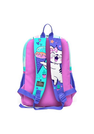 Coral High Kids Turkuaz Pembe Dondurmalı Kedi Desenli 3 Lü Okul Çanta Seti Set0123751