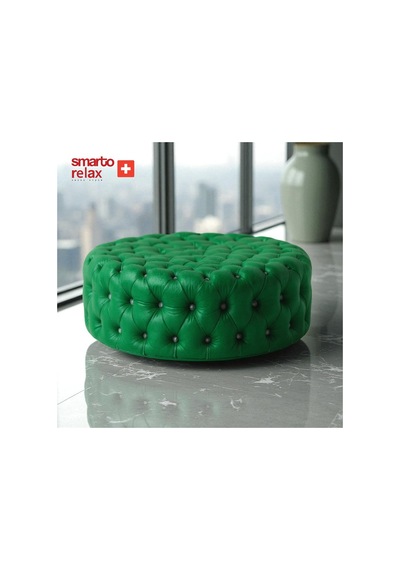 Smarto Relax Puf Evolene Ayaksız Kapitoneli Dekoratif 100x45 Cm Yeşil Yeşil