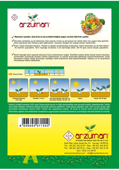 Arzuman Nasuhi F1 Sırık Hıyar Tohumu 10 Adet
