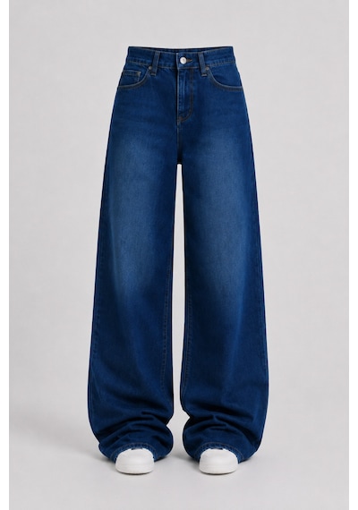 J&kstores Baggy Salaş Pocket Bol Paça Retro Görünümlü Jean Pantolon Lacivert