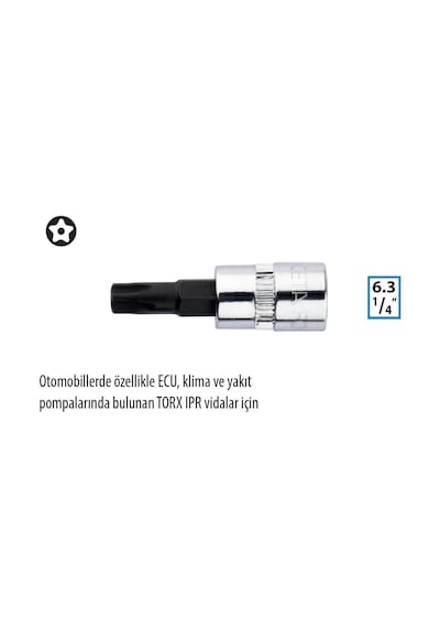 Ceta Form 1/4" Ipr 20 5 Köşe Delikli Torx Lokma C08s-ıpr20