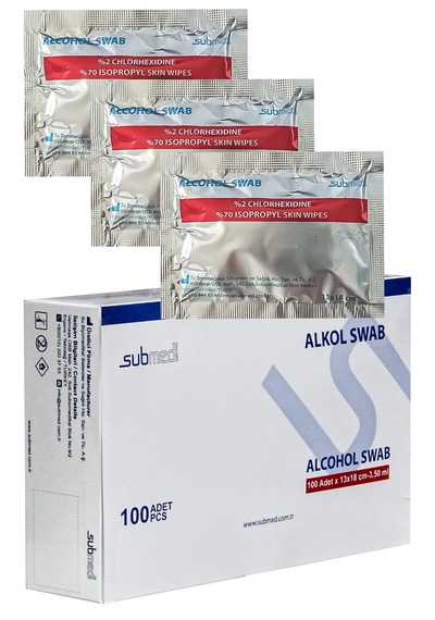 % 2 Klorheksidin Glukonat, %70 İzopropil, 13x18cm, 100adet