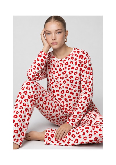 Fit Women Kadın Comfort Esnek Kırmızı Pijama Takımı 4686
