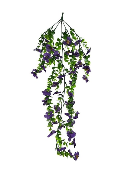 Yapay Çiçek Mor Sarkan Mineli Okaliptus Şimşir Yapay Sarmaşık 5dal 60cm Mor