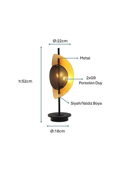 Siyah/sarı Yaldız Boyalı Modern Masa Lambası Plc-1202-m-bsy 3674548