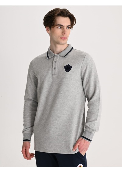 Erkek Trend Arma Detaylı Polo Gri Melanj