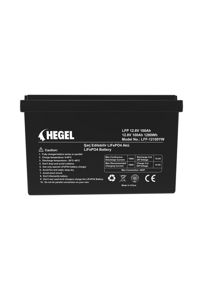 Hegel - İnges 12.8 Volt 100 Amper Lityum Akü - 12 Volt 100 Ah Lifepo4 Batarya