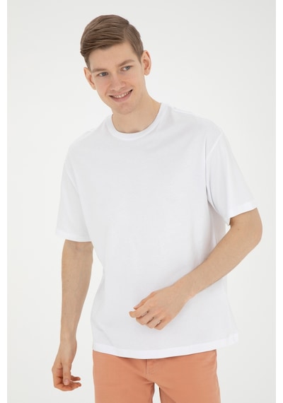 U.S. Polo Assn. Erkek Comfort Fit Bisiklet Yaka Beyaz Tişört 50287046-VR013