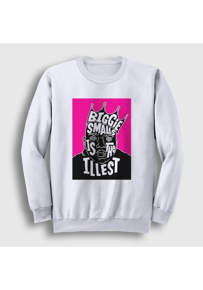 Presmono Unisex Biggie The Notorious Bıg Sweatshirt Beyaz