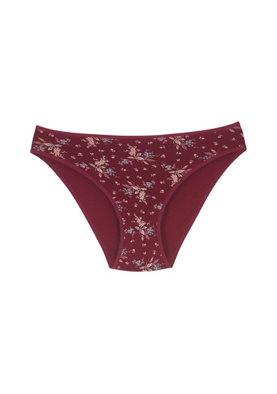 18001-5 Kadın 7'li Flowers Bikini Külot Paketi V9-bordo Mix Çok Renkli