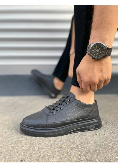 Jy0535 Prime Bağcıklı Cilt Erkek Günlük Sneaker Ayakkabı Cst - Siyah Siyah