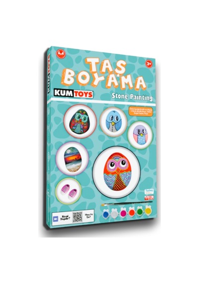 Taş Boyama Seti- Doğal Taşlar-akrilik Boya-fırça-ahşap Hepsi Bir Arada Muhteşem Set 26960798